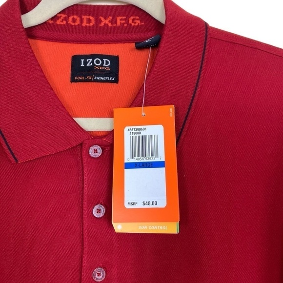 NWT Izod XFG Golf Polo Shirt in Red UPF Protection Performance Wear Sz XL - Picture 3 of 16
